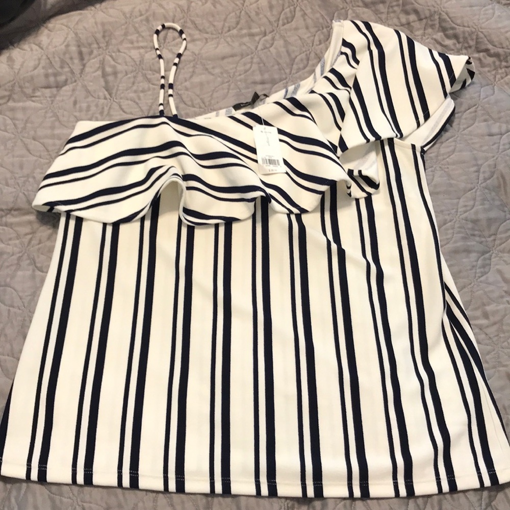 One shoulder striped top